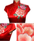 Κεντημένα υψηλό σημείο υφάσματα, κόκκινο κινεζικό ύφασμα γαμήλιων φορεμάτων